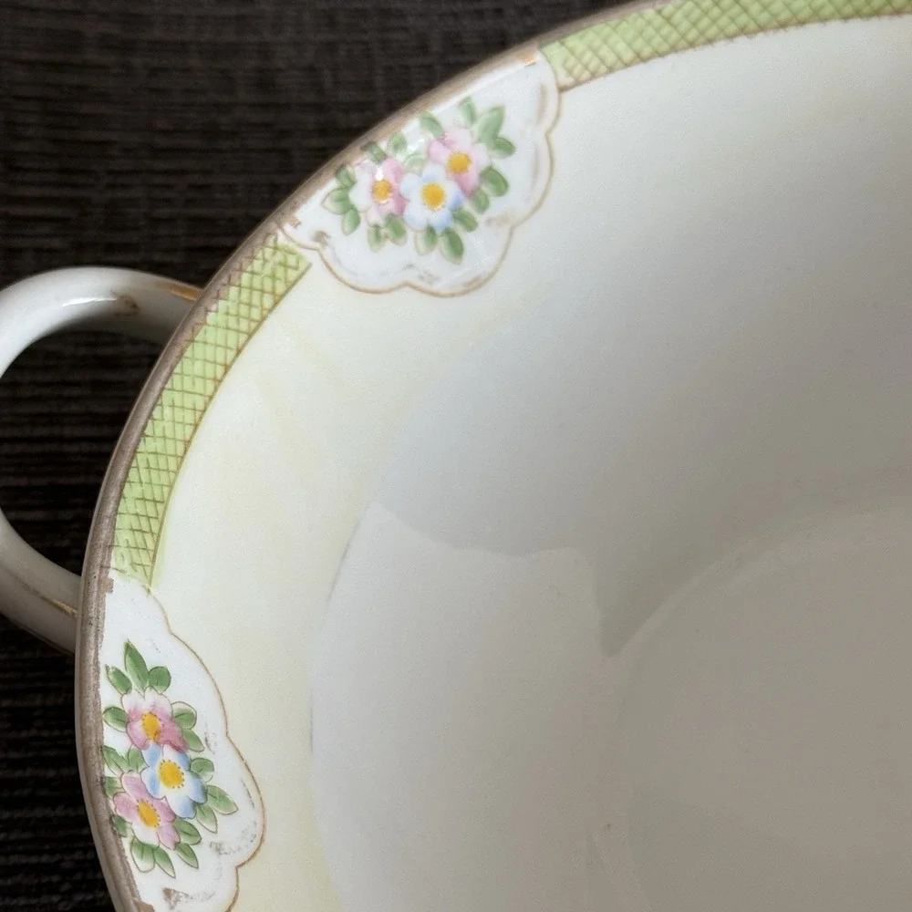 Antique Hand Painted Nippon Serving China bowl floral 9